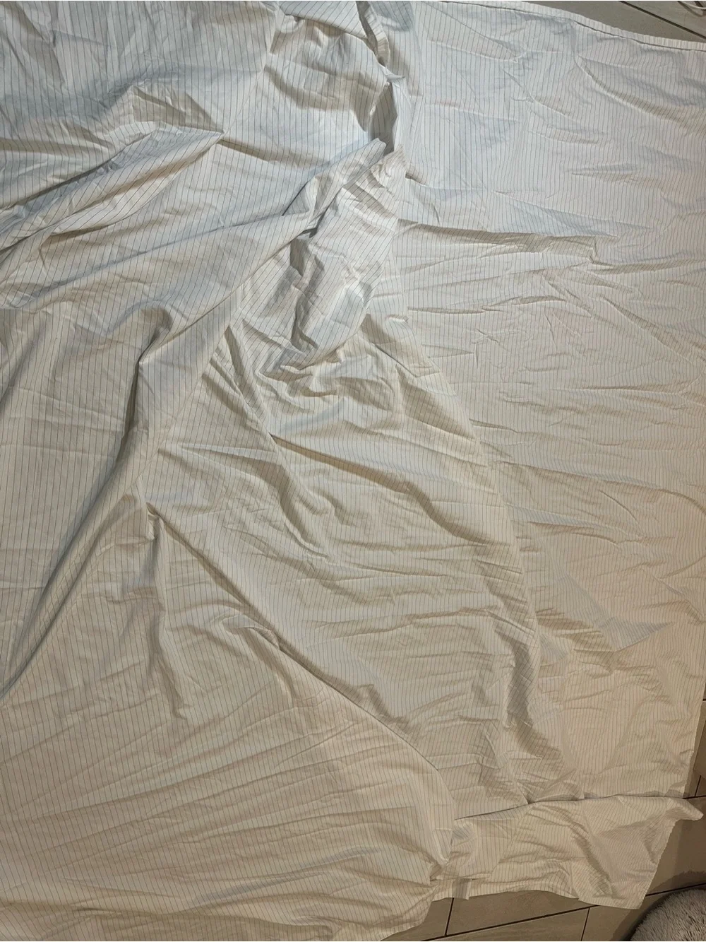 Brooklinen White Pinstripe 100% cotton king flat sheet only